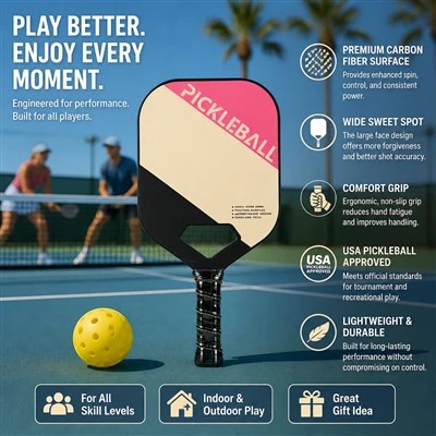 Sbin Uchel T700 Ffibr Carbon Raw Arwyneb Arwyneb Paddle Pickleball Cymeradwy USAPA